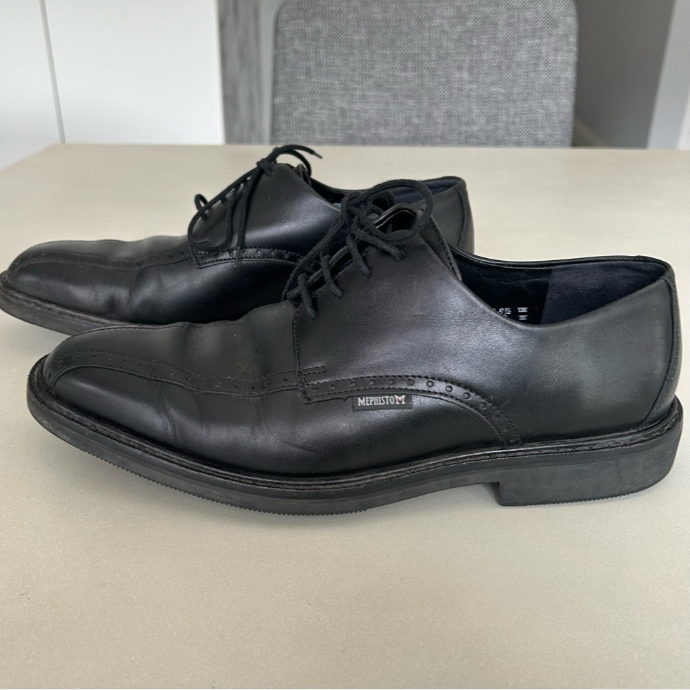 Mephisto Mens Goodyear Belt Classic Black Leather Oxfords, Size 9